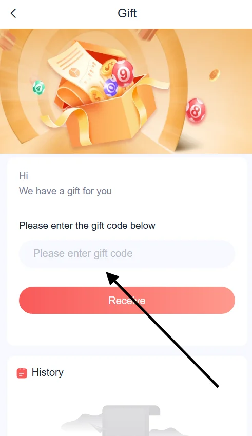 Enter the OK Win gift code on the redemption page